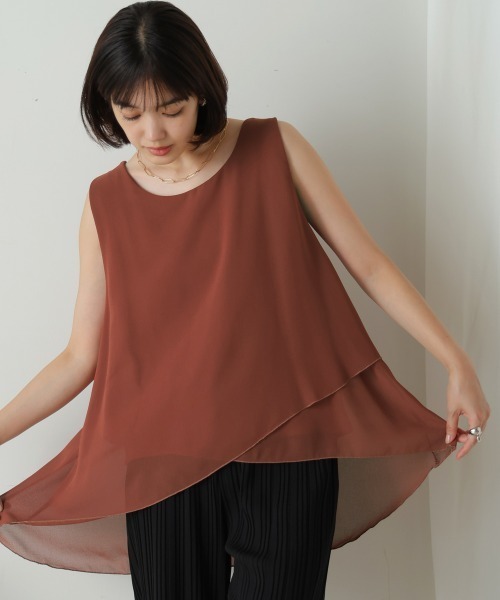 Bou Jeloud（ブージュルード）の「シフォン×カットレイヤードブラウス（シャツ/ブラウス・レディース・ベージュ/ブラック/グレー/ホワイト/テラコッタ/チャコールグレー/カーキ・FREE）」の6枚目の写真