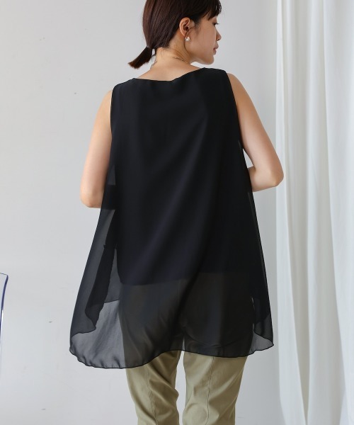 Bou Jeloud（ブージュルード）の「シフォン×カットレイヤードブラウス（シャツ/ブラウス・レディース・ベージュ/ブラック/グレー/ホワイト/テラコッタ/チャコールグレー/カーキ・FREE）」の3枚目の写真