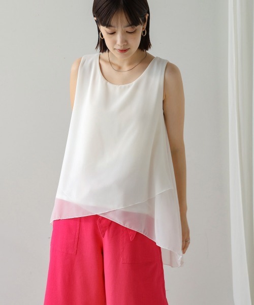 Bou Jeloud（ブージュルード）の「シフォン×カットレイヤードブラウス（シャツ/ブラウス・レディース・ベージュ/ブラック/グレー/ホワイト/テラコッタ/チャコールグレー/カーキ・FREE）」の10枚目の写真