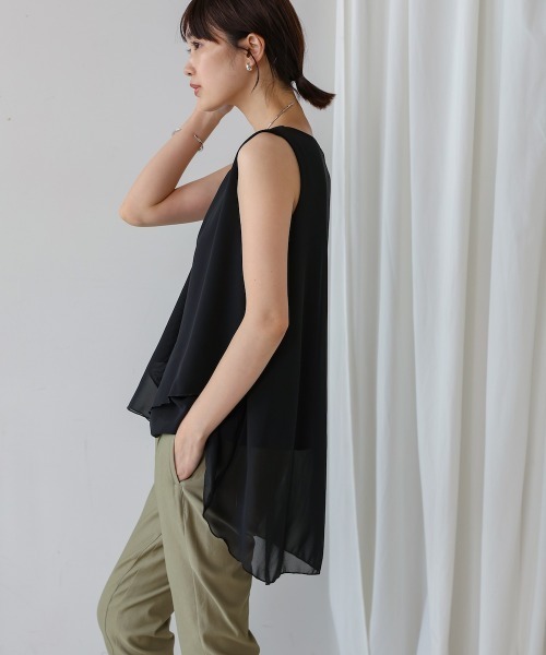 Bou Jeloud（ブージュルード）の「シフォン×カットレイヤードブラウス（シャツ/ブラウス・レディース・ベージュ/ブラック/グレー/ホワイト/テラコッタ/チャコールグレー/カーキ・FREE）」の16枚目の写真