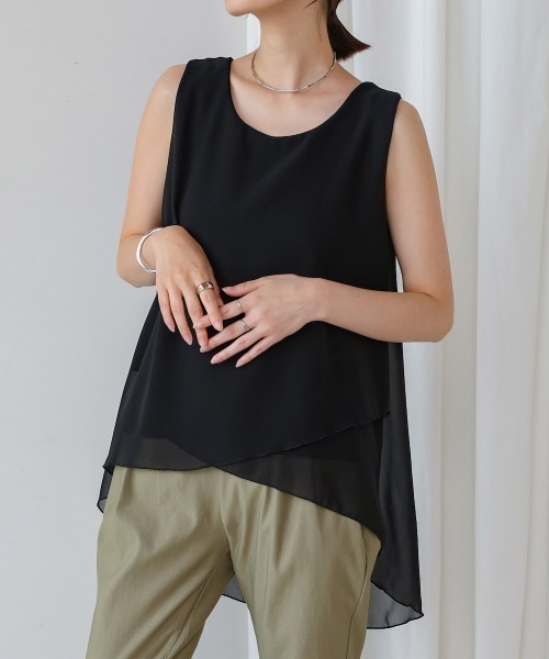 Bou Jeloud（ブージュルード）の「シフォン×カットレイヤードブラウス（シャツ/ブラウス・レディース・ベージュ/ブラック/グレー/ホワイト/テラコッタ/チャコールグレー/カーキ・FREE）」の17枚目の写真