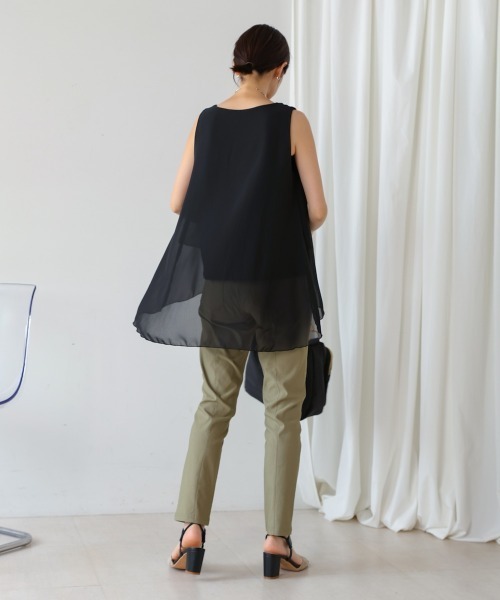 Bou Jeloud（ブージュルード）の「シフォン×カットレイヤードブラウス（シャツ/ブラウス・レディース・ベージュ/ブラック/グレー/ホワイト/テラコッタ/チャコールグレー/カーキ・FREE）」の19枚目の写真