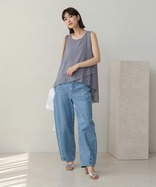 Bou Jeloud（ブージュルード）の「シフォン×カットレイヤードブラウス（シャツ/ブラウス・レディース・ベージュ/ブラック/グレー/ホワイト/テラコッタ/チャコールグレー/カーキ・FREE）」の21枚目の写真