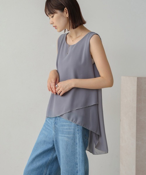 Bou Jeloud（ブージュルード）の「シフォン×カットレイヤードブラウス（シャツ/ブラウス・レディース・ベージュ/ブラック/グレー/ホワイト/テラコッタ/チャコールグレー/カーキ・FREE）」の22枚目の写真