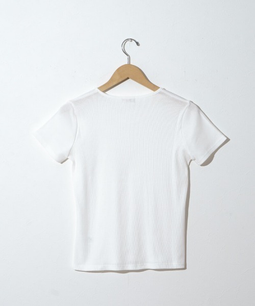 flower(フラワー)の「リボンエンブロイダリーティーズ(Tシャツ/カットソー・レディース・ブルー/ホワイト・FREE)」の4枚目の写真