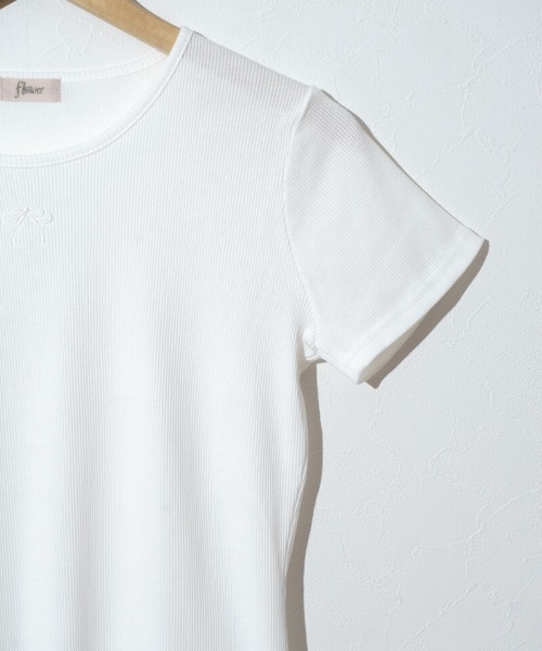 flower(フラワー)の「リボンエンブロイダリーティーズ(Tシャツ/カットソー・レディース・ブルー/ホワイト・FREE)」の7枚目の写真