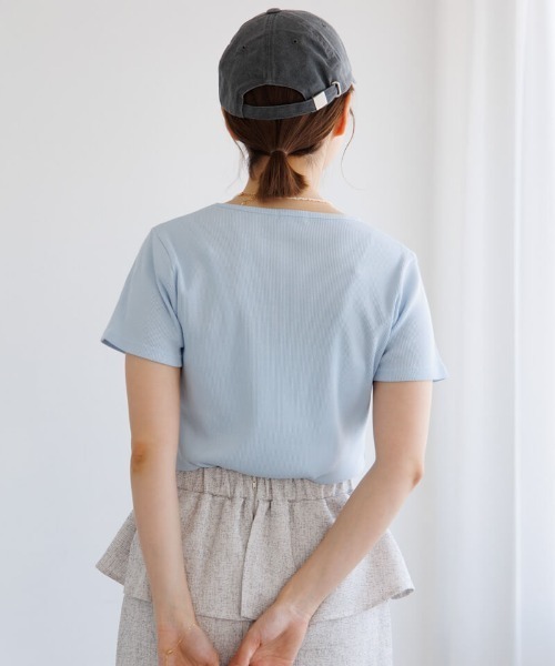 flower(フラワー)の「リボンエンブロイダリーティーズ(Tシャツ/カットソー・レディース・ブルー/ホワイト・FREE)」の22枚目の写真