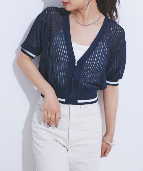 CE'E_SE'E(シーシー)の「メッシュニットショートカーディガン(カーディガン/ボレロ・レディース・ネイビー/ベージュ/ブラック・FREE)」の18枚目の写真