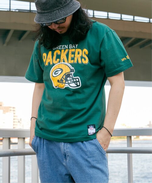 NBA/NFL/NHL/MLB(エヌビーエーエヌエフエルエヌエイチエルエムエルビー)の「NFL かすれTシャツ(Tシャツ/カットソー・メンズ・レッド系/レッド/グリーン/ネイビー/ブラック/ホワイト・LL/M/L/S)」の7枚目の写真
