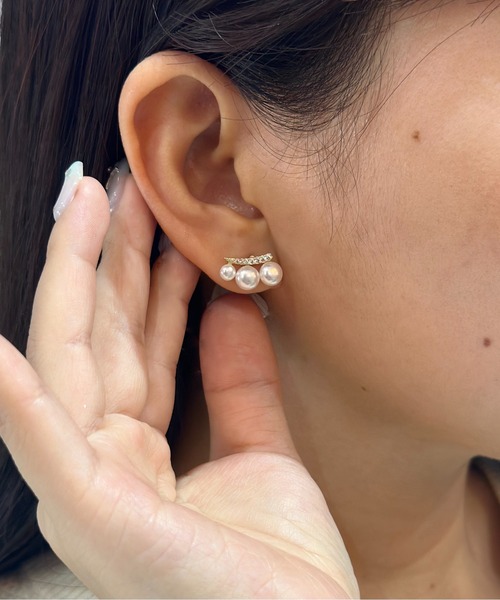 Burner(バーナー)の「【CHI SELECT】パールモチーフ 3連 ピアス chi-pierce-00494 U【GBT】(ピアス(両耳用)・レディース・ゴールド/シルバー・FREE)」の8枚目の写真