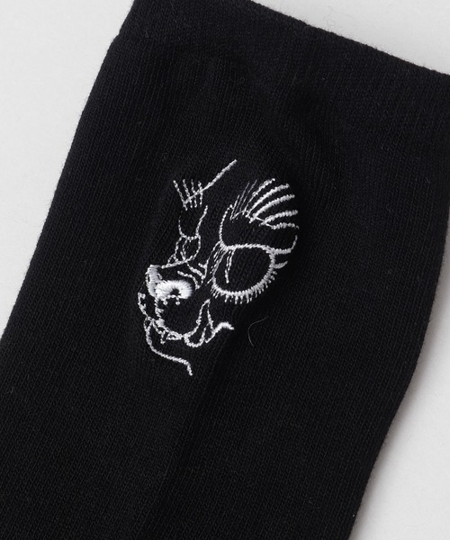 倭物やカヤ(ワモノヤカヤ)の「【石黒亜矢子×倭物やカヤ】刺繍黒猫 足袋靴下25~28cm(ソックス/靴下・メンズ・ブラック・FREE)」の6枚目の写真