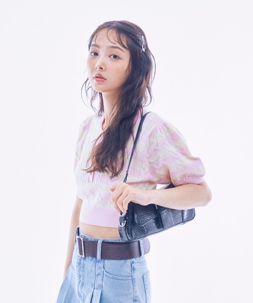 INTER FACTORY(インターファクトリー)の「IONA - ボーダーニットポロ made in INTER FACTORY(ポロシャツ・レディース・ピンク/ネイビー・FREE)」の16枚目の写真