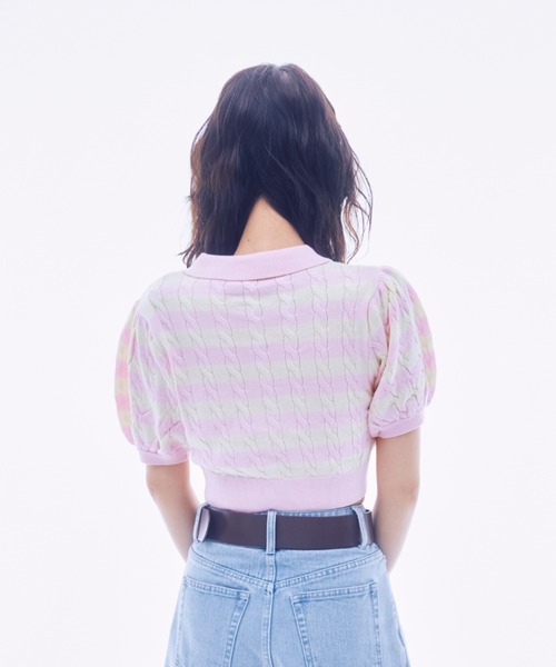 INTER FACTORY(インターファクトリー)の「IONA - ボーダーニットポロ made in INTER FACTORY(ポロシャツ・レディース・ピンク/ネイビー・FREE)」の20枚目の写真