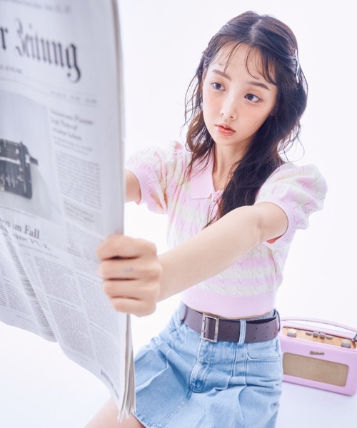 INTER FACTORY(インターファクトリー)の「IONA - ボーダーニットポロ made in INTER FACTORY(ポロシャツ・レディース・ピンク/ネイビー・FREE)」の22枚目の写真