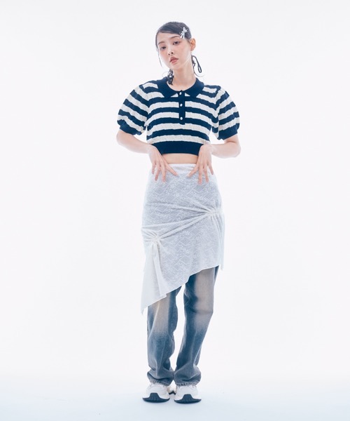 INTER FACTORY(インターファクトリー)の「IONA - ボーダーニットポロ made in INTER FACTORY(ポロシャツ・レディース・ピンク/ネイビー・FREE)」の10枚目の写真