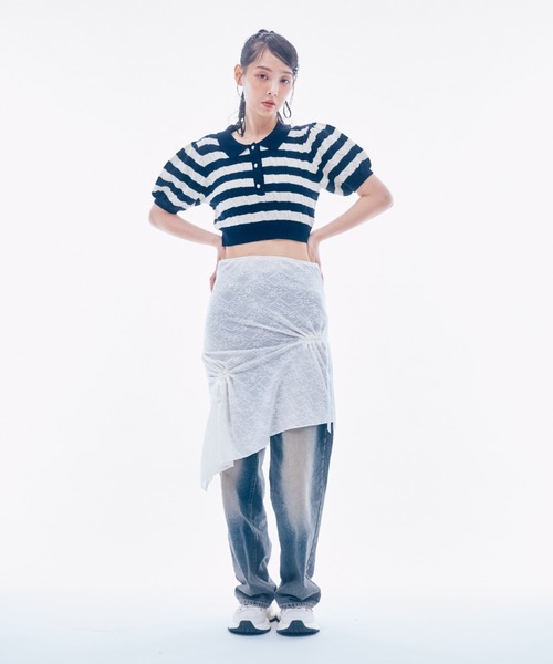 INTER FACTORY(インターファクトリー)の「IONA - ボーダーニットポロ made in INTER FACTORY(ポロシャツ・レディース・ピンク/ネイビー・FREE)」の11枚目の写真