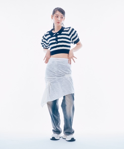 INTER FACTORY(インターファクトリー)の「IONA - ボーダーニットポロ made in INTER FACTORY(ポロシャツ・レディース・ピンク/ネイビー・FREE)」の12枚目の写真