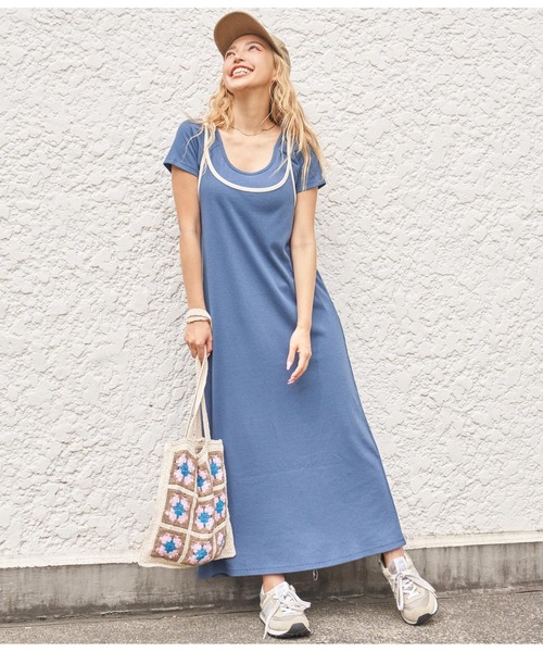 anap mimpi（アナップミンピ）の「バイカラー 2WAY リブ キャミソール ワンピース カットソー（ワンピース・レディース・ネイビー/ピンク・FREE）」の6枚目の写真