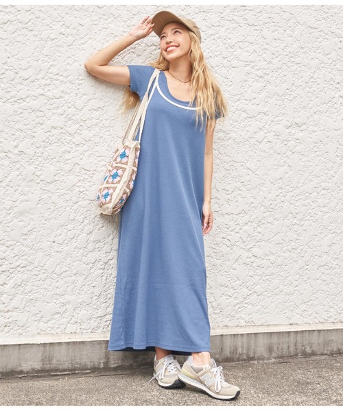 anap mimpi（アナップミンピ）の「バイカラー 2WAY リブ キャミソール ワンピース カットソー（ワンピース・レディース・ネイビー/ピンク・FREE）」の7枚目の写真