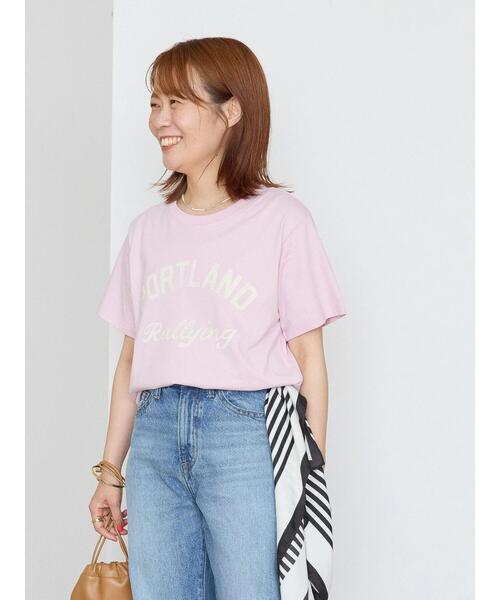 AMERICAN HOLIC(アメリカンホリック)の「【WEB限定・小柄女性向け】PORTLANDカットプルオーバー(Tシャツ/カットソー・レディース・ブルー/オフホワイト/ライトピンク・XS)」の3枚目の写真