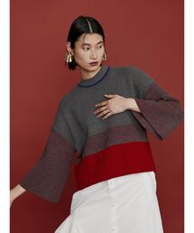 UN3D. | RANDOM STRIPE HALF KNIT(ニット/セーター)