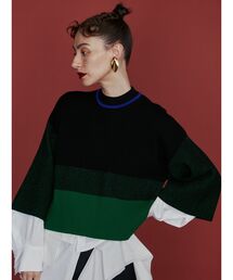 UN3D. | RANDOM STRIPE HALF KNIT(ニット/セーター)