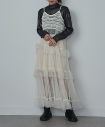 【MAISON BREEZE reveur】Tulle tiered lace camisole one-piece