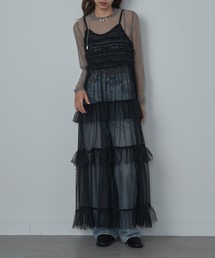 【MAISON BREEZE reveur】Tulle tiered lace camisole one-piece