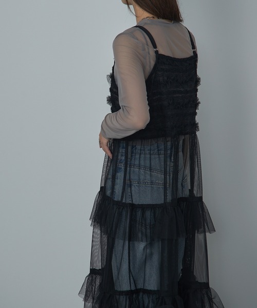 MAISON BREEZE reveur（メゾンブリーズレヴール）の「【MAISON BREEZE reveur】Tulle tiered lace camisole one-piece（ワンピース・レディース・アイボリー/ブラック・FREE）」の17枚目の写真