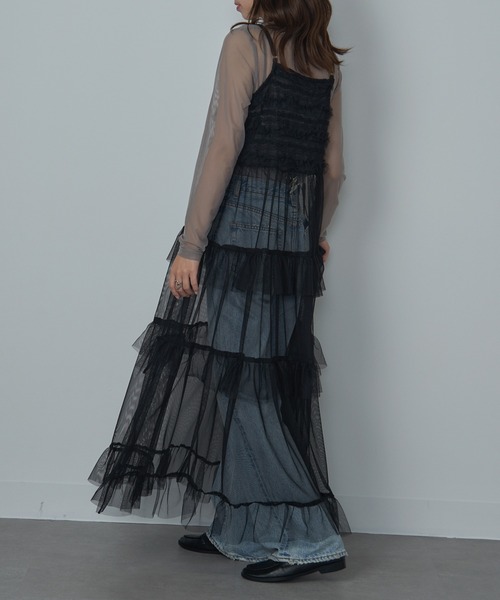 MAISON BREEZE reveur（メゾンブリーズレヴール）の「【MAISON BREEZE reveur】Tulle tiered lace camisole one-piece（ワンピース・レディース・アイボリー/ブラック・FREE）」の13枚目の写真