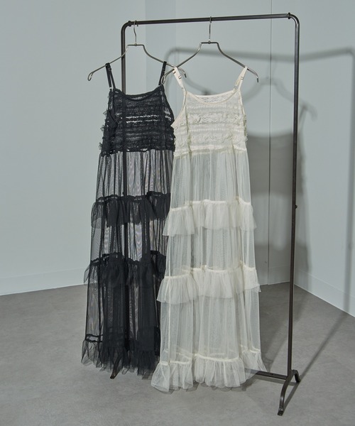 MAISON BREEZE reveur（メゾンブリーズレヴール）の「【MAISON BREEZE reveur】Tulle tiered lace camisole one-piece（ワンピース・レディース・アイボリー/ブラック・FREE）」の21枚目の写真