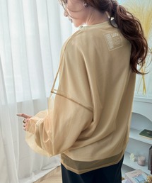 レース付きベージュ長袖Tシャツ 楽天市場】ロンT レディース トップス 長袖 レースプリント