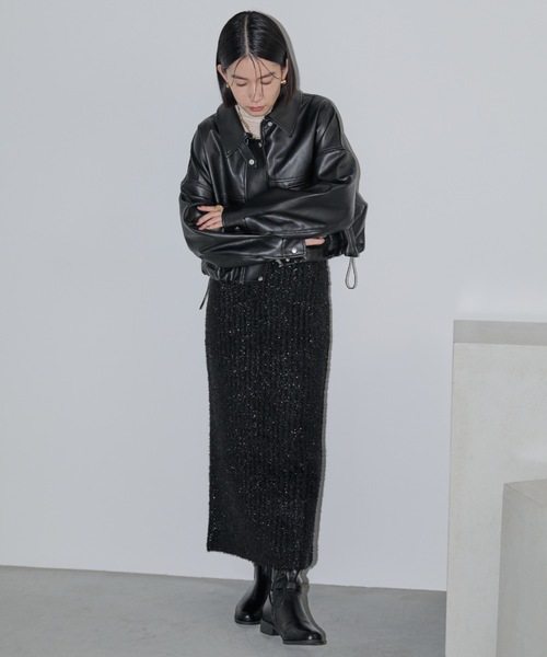 Shelly island(シェリーアイランド)の「ラメフェザースカート(スカート・レディース・ブラック/ブラウン/シルバー・FREE)」の9枚目の写真