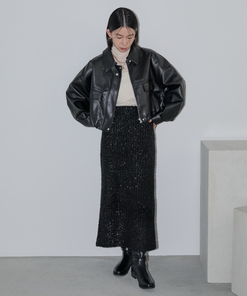 Shelly island(シェリーアイランド)の「ラメフェザースカート(スカート・レディース・ブラック/ブラウン/シルバー・FREE)」の8枚目の写真