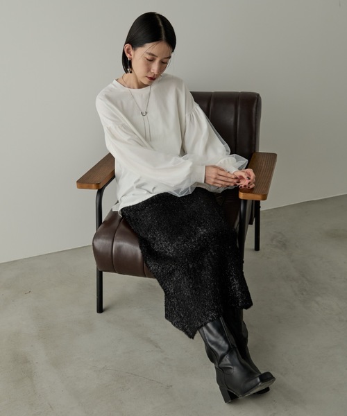 Shelly island(シェリーアイランド)の「ラメフェザースカート(スカート・レディース・ブラック/ブラウン/シルバー・FREE)」の12枚目の写真