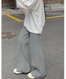 ケーブルライン ニット パンツ