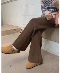 ケーブルライン ニット パンツ