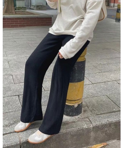 kirakiraShop(キラキラショップ)の「ケーブルライン ニット パンツ(その他パンツ・レディース・杢グレー/ブラック/ブラウン・FREE)」の4枚目の写真