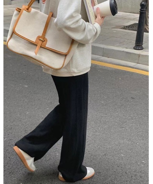 kirakiraShop(キラキラショップ)の「ケーブルライン ニット パンツ(その他パンツ・レディース・杢グレー/ブラック/ブラウン・FREE)」の5枚目の写真