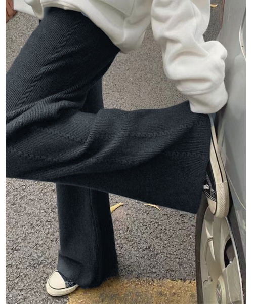 kirakiraShop(キラキラショップ)の「ケーブルライン ニット パンツ(その他パンツ・レディース・杢グレー/ブラック/ブラウン・FREE)」の6枚目の写真