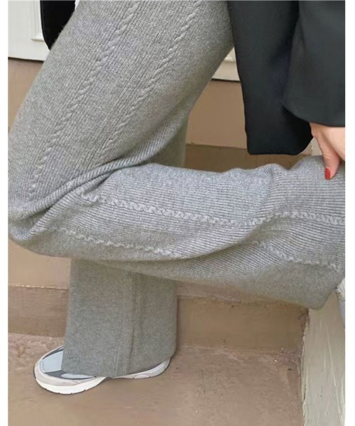 kirakiraShop(キラキラショップ)の「ケーブルライン ニット パンツ(その他パンツ・レディース・杢グレー/ブラック/ブラウン・FREE)」の8枚目の写真
