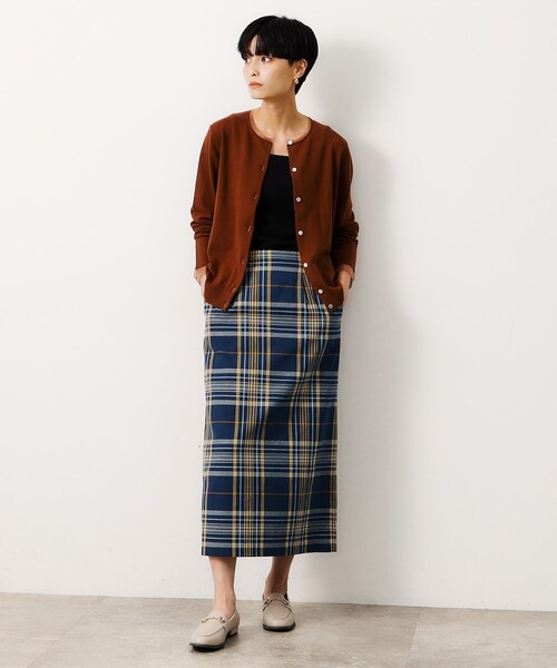 セール】《美人百花掲載》マドラスチェックタイトスカート【洗濯機洗い