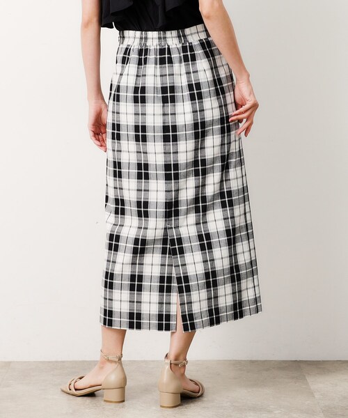 セール】《美人百花掲載》マドラスチェックタイトスカート【洗濯機洗い