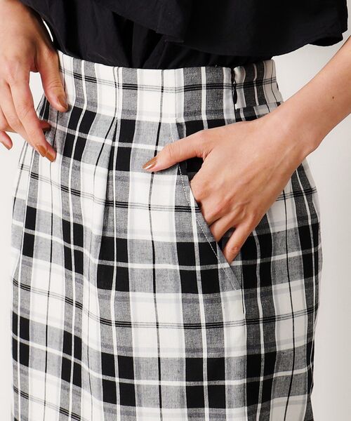 セール】《美人百花掲載》マドラスチェックタイトスカート【洗濯機洗い