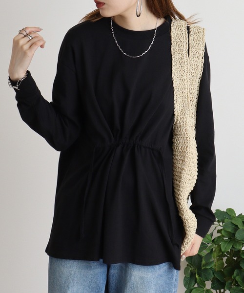 atONE(アットワン)の「atONE ドローストリングウエストコットンカットソー(Tシャツ/カットソー・レディース・チャコールグレー/オフホワイト/ブラック・M-L/4L~5L/LL~3L)」の22枚目の写真