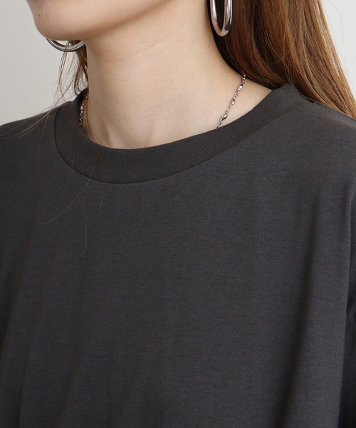 atONE(アットワン)の「atONE ドローストリングウエストコットンカットソー(Tシャツ/カットソー・レディース・チャコールグレー/オフホワイト/ブラック・M-L/4L~5L/LL~3L)」の9枚目の写真