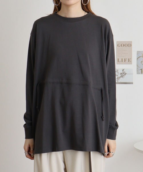 atONE(アットワン)の「atONE ドローストリングウエストコットンカットソー(Tシャツ/カットソー・レディース・チャコールグレー/オフホワイト/ブラック・M-L/4L~5L/LL~3L)」の20枚目の写真