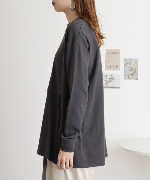 atONE(アットワン)の「atONE ドローストリングウエストコットンカットソー(Tシャツ/カットソー・レディース・チャコールグレー/オフホワイト/ブラック・M-L/4L~5L/LL~3L)」の14枚目の写真