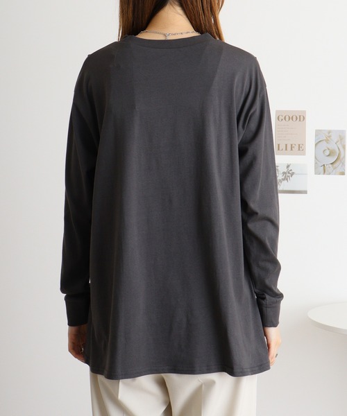 atONE(アットワン)の「atONE ドローストリングウエストコットンカットソー(Tシャツ/カットソー・レディース・チャコールグレー/オフホワイト/ブラック・M-L/4L~5L/LL~3L)」の15枚目の写真