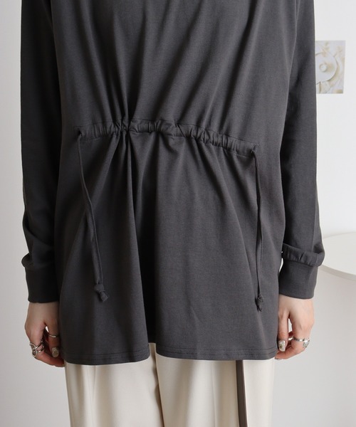atONE(アットワン)の「atONE ドローストリングウエストコットンカットソー(Tシャツ/カットソー・レディース・チャコールグレー/オフホワイト/ブラック・M-L/4L~5L/LL~3L)」の10枚目の写真